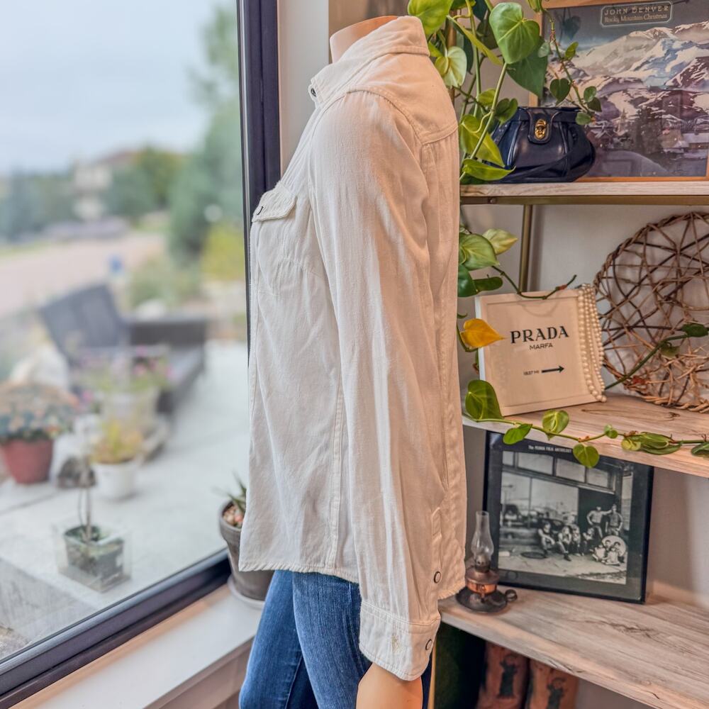 Barn Fly Trading, 100% Cotton White Western Snap Button Shirt, Women's Medium - Picture 5 of 11